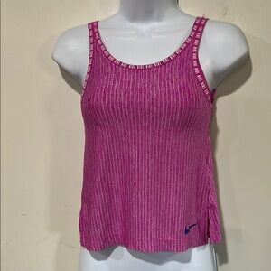 Nike Dri-Fit Pink & White Striped Tank Top & Workout Bra Size XS